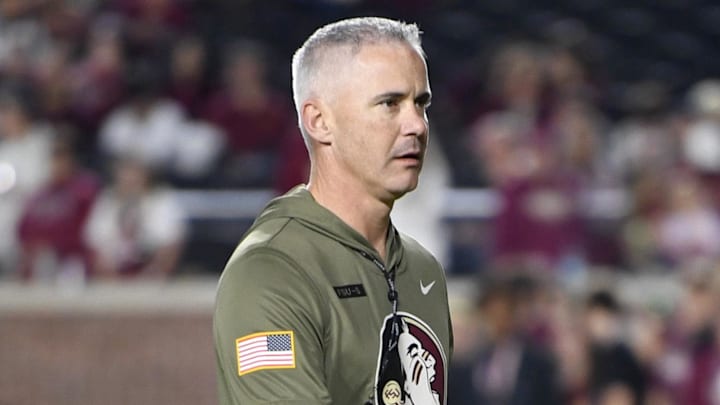 Nov 15, 2025; Tallahassee, Florida, USA; Florida State Seminoles head coach Mike Norvell before the game against the Virginia Tech Hokies at Doak S. Campbell Stadium. Mandatory Credit: Melina Myers-Imagn Images Nov 15, 2025; Tallahassee, Florida, USA; Florida State Seminoles head coach Mike Norvell before the game against the Virginia Tech Hokies at Doak S. Campbell Stadium. Mandatory Credit: Melina Myers-Imagn Images