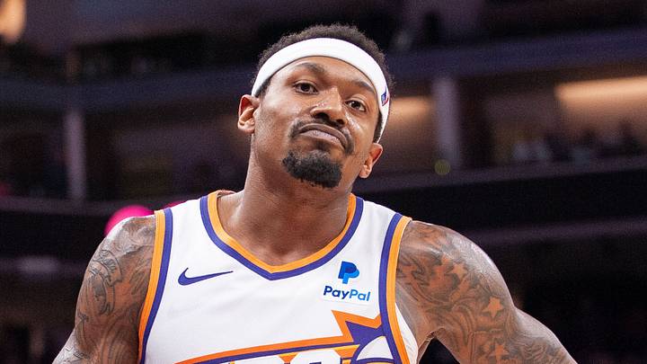 Phoenix Suns guard Bradley Beal (3) reacts to a play during the fourth quarter against the Sacramento Kings at Golden 1 Center on April 12, 2024.