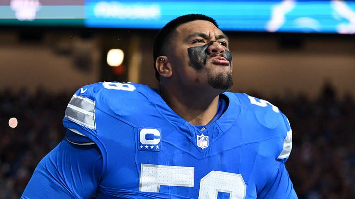 Sep 13, 2026; Detroit, Michigan, USA;  Detroit Lions offensive tackle Penei Sewell (58) is introduced prior to a game against the New Orleans Saints at Ford Field.  Mandatory Credit: Lon Horwedel-Imagn Images