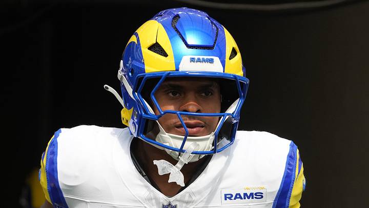 Los Angeles Rams running back Jarquez Hunter. Los Angeles Rams running back Jarquez Hunter.