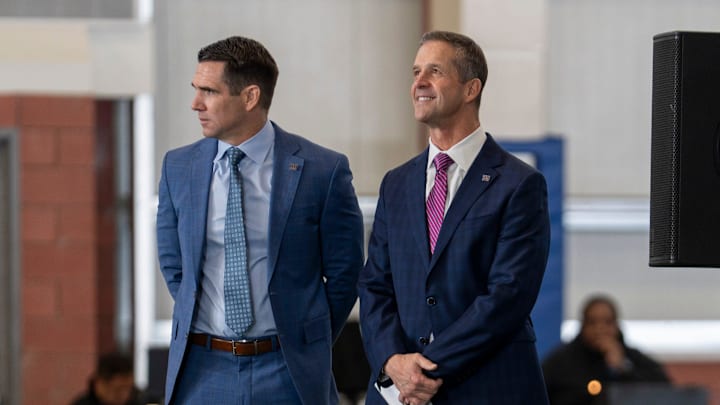 General Manager Joe Schoen, left, and new New Giants Head Coach John Harbaugh need to work together to address a glaring trend that has arguably hurt the team's development. General Manager Joe Schoen, left, and new New Giants Head Coach John Harbaugh need to work together to address a glaring trend that has arguably hurt the team's development.