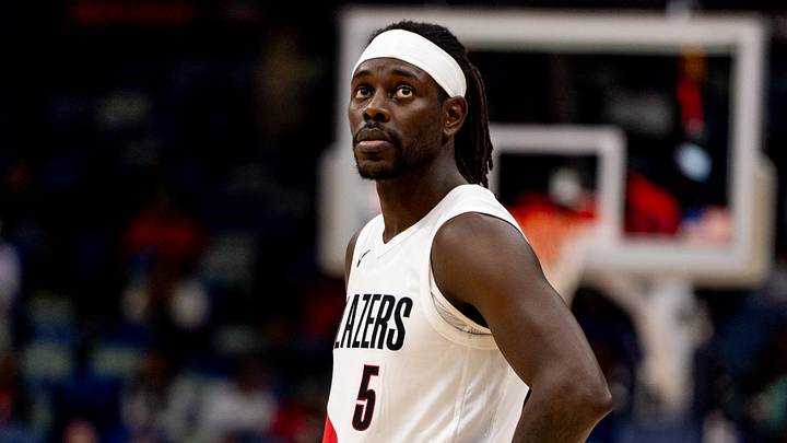 Nov 12, 2025; New Orleans, Louisiana, USA; Portland Trail Blazers guard Jrue Holiday (5) looks on against the New Orleans Pelicans during the second half at Smoothie King Center. Mandatory Credit: Stephen Lew-Imagn Images Nov 12, 2025; New Orleans, Louisiana, USA; Portland Trail Blazers guard Jrue Holiday (5) looks on against the New Orleans Pelicans during the second half at Smoothie King Center. Mandatory Credit: Stephen Lew-Imagn Images