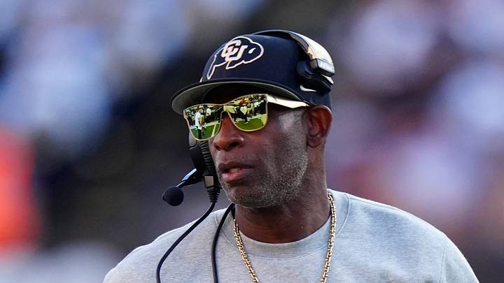 Oct 3, 2026; Boulder, Colorado, USA;  Colorado Buffaloes head coach Deion Sanders following a touchdown scored in the first quarter against the Texas Tech Red Raiders at Folsom Field. 