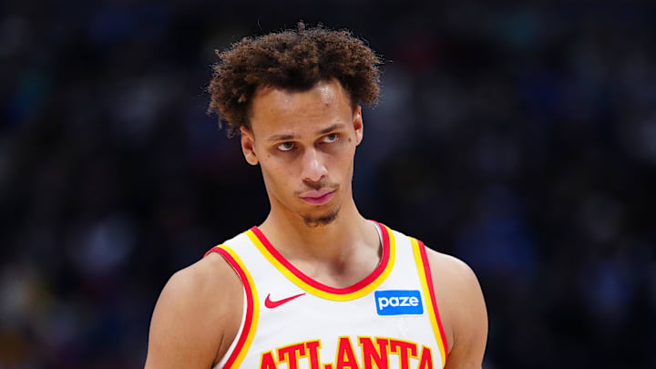 Dyson Daniels (5) looks on during the second half against the Denver Nuggets at Ball Arena