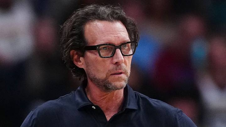 Atlanta Hawks head coach Quin Snyder reacts in the second quarter against the Denver Nuggets at Ball Arena on January 9, 2026.