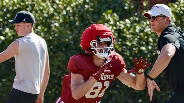 Oklahoma tight end Rocky Beers prepares to catch a pass in practice.. Beers is a big piece of the Sooners' revamped tight ends room. Oklahoma tight end Rocky Beers prepares to catch a pass in practice.. Beers is a big piece of the Sooners' revamped tight ends room.