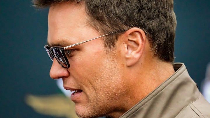 Tom Brady walks the red carpet on Sunday, May 25, 2025, ahead of the 109th running of the Indianapolis 500 at Indianapolis Motor Speedway.