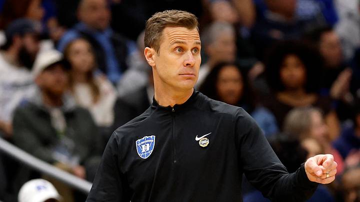 Mar 27, 2026; Washington, DC, USA; Duke Blue Devils head coach Jon Scheyer reacts in the first half during a Sweet Sixteen game of the East Regional of the men's 2026 NCAA Tournament at Capital One Arena. Mandatory Credit: Geoff Burke-Imagn Images Mar 27, 2026; Washington, DC, USA; Duke Blue Devils head coach Jon Scheyer reacts in the first half during a Sweet Sixteen game of the East Regional of the men's 2026 NCAA Tournament at Capital One Arena. Mandatory Credit: Geoff Burke-Imagn Images