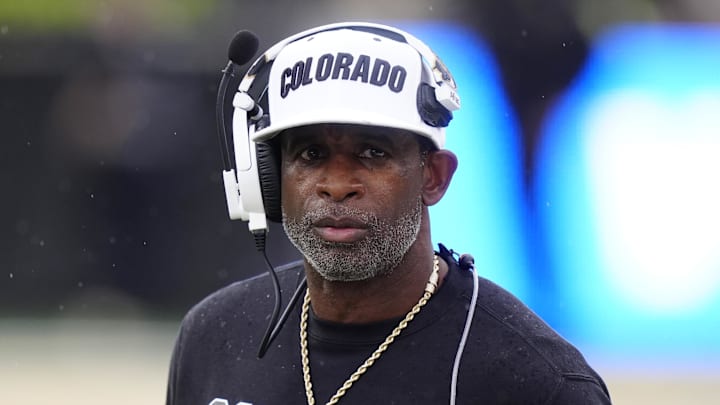 Oct 11, 2025; Boulder, Colorado, USA; Colorado Buffaloes head coach Deion Sanders during the first quarter against the Iowa State Cyclones at Folsom Field. Mandatory Credit: Ron Chenoy-Imagn Images Oct 11, 2025; Boulder, Colorado, USA; Colorado Buffaloes head coach Deion Sanders during the first quarter against the Iowa State Cyclones at Folsom Field. Mandatory Credit: Ron Chenoy-Imagn Images