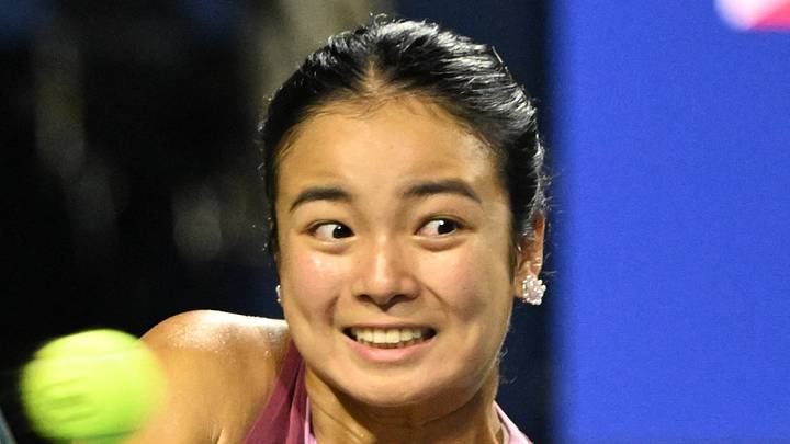  Alexandra Eala plays a shot