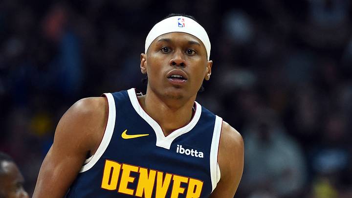 Mar 27, 2026; Denver, Colorado, USA; Denver Nuggets guard Peyton Watson (8) after making a basket during the second half against the Utah Jazz at Ball Arena. Mandatory Credit: Christopher Hanewinckel-Imagn Images Mar 27, 2026; Denver, Colorado, USA; Denver Nuggets guard Peyton Watson (8) after making a basket during the second half against the Utah Jazz at Ball Arena. Mandatory Credit: Christopher Hanewinckel-Imagn Images