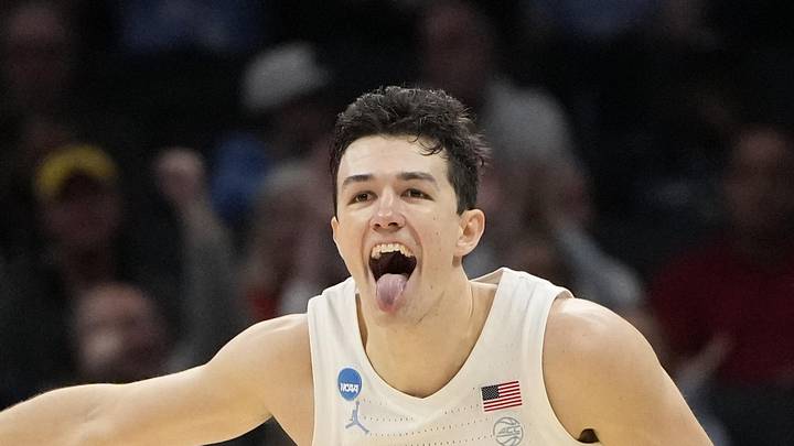 North Carolina Tar Heels guard Cormac Ryan against the Michigan State Spartans in the second round of the 2024 NCAA Tournament on March 23, 2024.