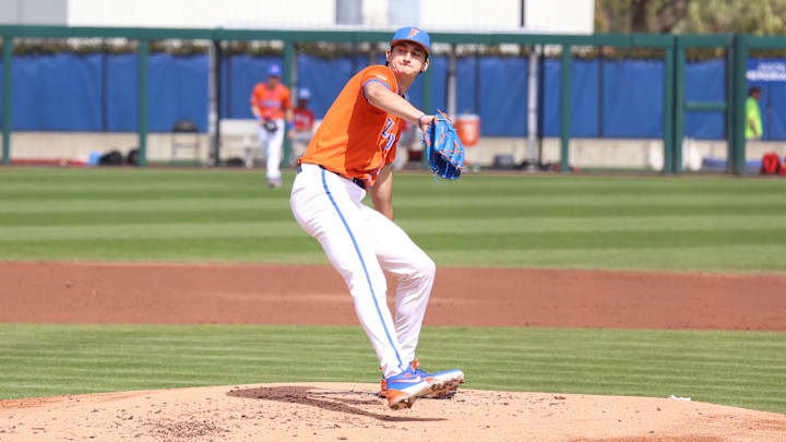 Pierce Coppola accounted for eight strikeouts in five innings as the Florida Gators swept Dayton. Pierce Coppola accounted for eight strikeouts in five innings as the Florida Gators swept Dayton.