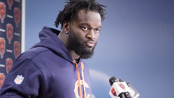 May 10, 2025; Lake Forest, IL, USA; Chicago Bears linebacker Ruben Hyppolite III answers questions after rookie minicamp at Halas Hall. Mandatory Credit: David Banks-Imagn Images May 10, 2025; Lake Forest, IL, USA; Chicago Bears linebacker Ruben Hyppolite III answers questions after rookie minicamp at Halas Hall. Mandatory Credit: David Banks-Imagn Images