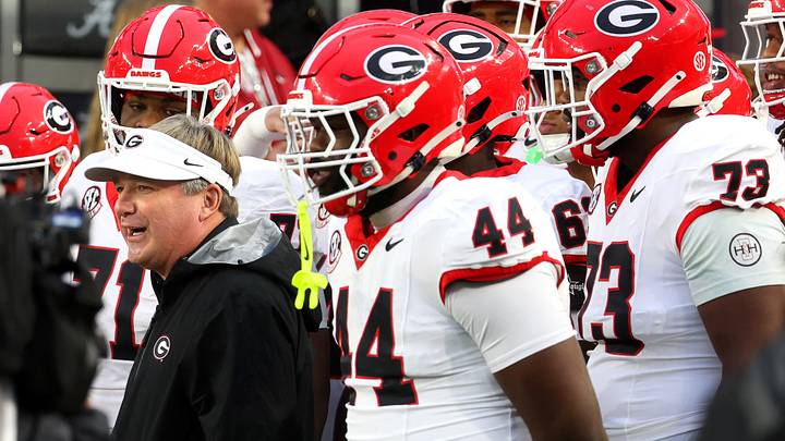 Georgia football coach Kirby Smart prepares to lead his team onto the field for warmups before a game against Alabama. Georgia football coach Kirby Smart prepares to lead his team onto the field for warmups before a game against Alabama.