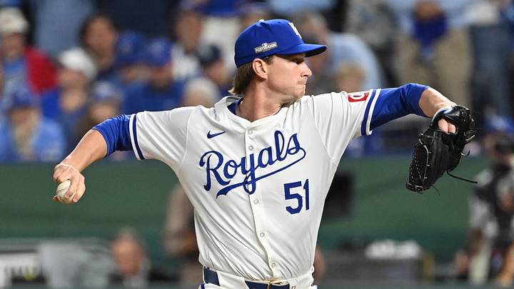 Oct 9, 2024; Kansas City, Missouri, USA; Kansas City Royals relief pitcher Brady Singer (51) seventh in the ninth inning against the New York Yankees during game three of the NLDS for the 2024 MLB Playoffs at Kauffman Stadium. Mandatory Credit: Peter Aiken-Imagn Images Oct 9, 2024; Kansas City, Missouri, USA; Kansas City Royals relief pitcher Brady Singer (51) seventh in the ninth inning against the New York Yankees during game three of the NLDS for the 2024 MLB Playoffs at Kauffman Stadium. Mandatory Credit: Peter Aiken-Imagn Images