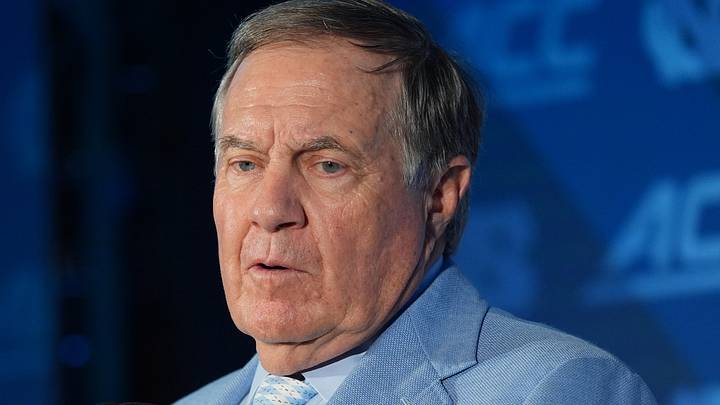 Jul 17, 2026; Charlotte, NC, USA; North Carolina head coach Bill Belichick talks with the media during interviews at Hilton Charlotte Uptown. Mandatory Credit: Jim Dedmon-Imagn Images