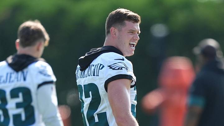Jul 24, 2025; Philadelphia, PA, USA; Philadelphia Eagles safety Reed Blankenship reacts during training camp at NovaCare Complex. Mandatory Credit: Kyle Ross-Imagn Images Jul 24, 2025; Philadelphia, PA, USA; Philadelphia Eagles safety Reed Blankenship reacts during training camp at NovaCare Complex. Mandatory Credit: Kyle Ross-Imagn Images