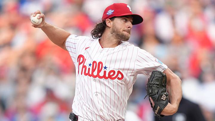 May 9, 2026; Philadelphia, Pennsylvania, USA; Philadelphia Phillies starting pitcher Aaron Nola (27) throws a pitch against the Colorado Rockies in the second inning at Citizens Bank Park. May 9, 2026; Philadelphia, Pennsylvania, USA; Philadelphia Phillies starting pitcher Aaron Nola (27) throws a pitch against the Colorado Rockies in the second inning at Citizens Bank Park.
