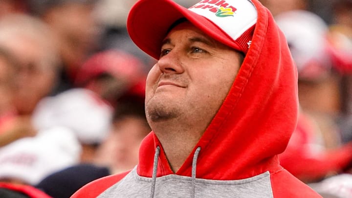 Nov 11, 2023; Lincoln, Nebraska, USA; A Nebraska Cornhuskers fan during the second quarter against