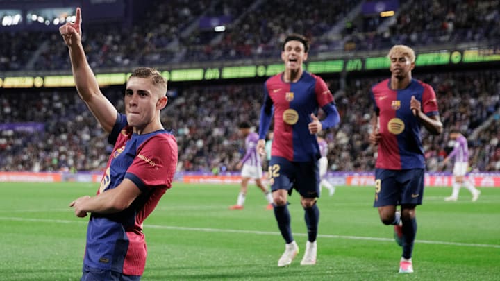 Fermín López (left) scored his first goal for Barcelona since Feb. 9.