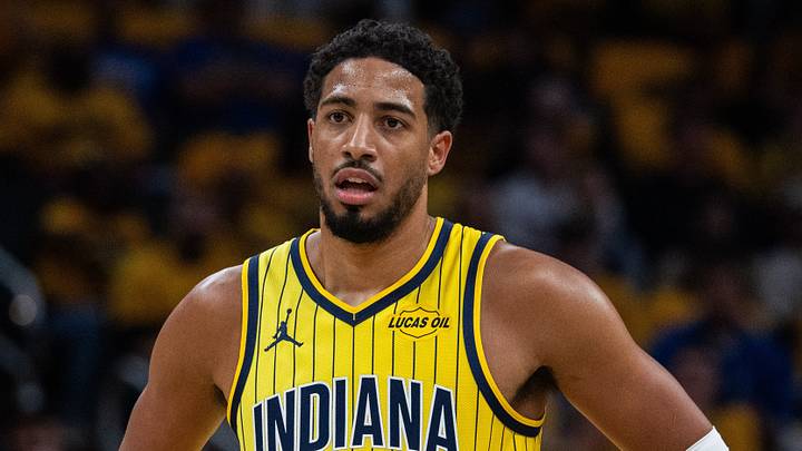 Oct 23, 2026; Indianapolis, Indiana, USA;  Indiana Pacers guard Tyrese Haliburton (0) looks on in the first half against the Dallas Mavericks at Gainbridge Fieldhouse.  Mandatory Credit: Trevor Ruszkowski-Imagn Images