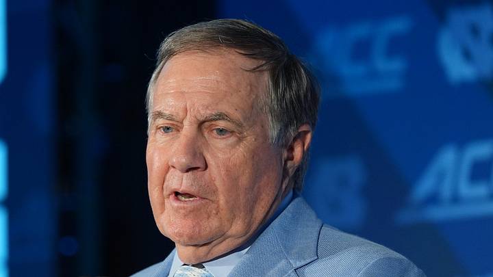 Jul 17, 2026; Charlotte, NC, USA; North Carolina head coach Bill Belichick talks with the media during interviews at Hilton Charlotte Uptown. Mandatory Credit: Jim Dedmon-Imagn Images