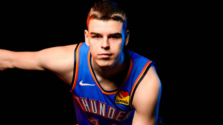 Nikola Topic is pictured during the Thunder media day at the Paycom Center in Oklahoma City, on Monday, Sept. 30, 2024.