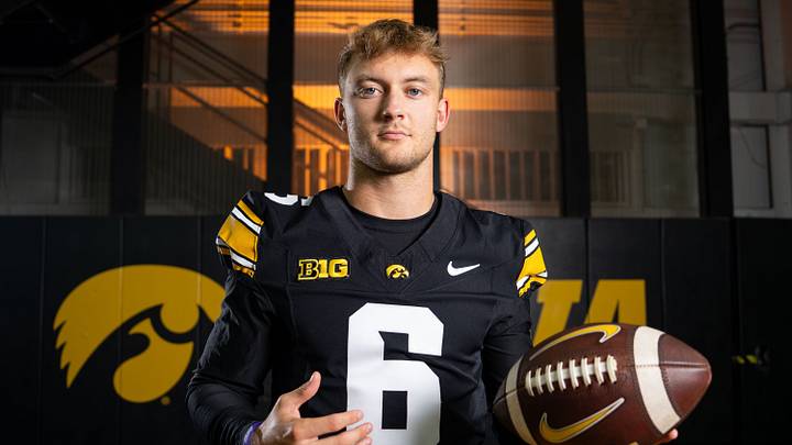 Iowa defensive back Zach Lutmer (6) stands for a portrait during Hawkeye football media day, Friday, Aug. 14, 2026, in Iowa City. Iowa defensive back Zach Lutmer (6) stands for a portrait during Hawkeye football media day, Friday, Aug. 14, 2026, in Iowa City.