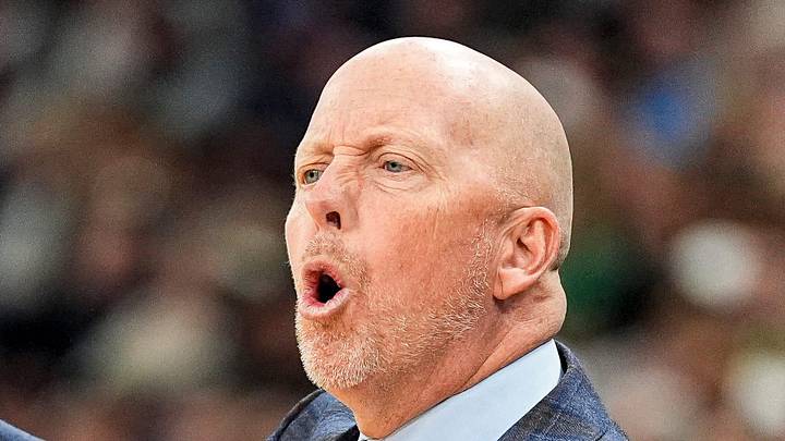UCLA head coach Mick Cronin reacts to a play against Michigan State during the first half of Big Ten tournament quarterfinal at United Center in Chicago on Friday, March 13, 2026.