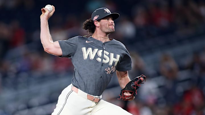 Sep 13, 2024; Washington, District of Columbia, USA; Washington Nationals pitcher Kyle Finnegan (67) delivers a throw during the ninth inning of a baseball game against the Miami Marlins at Nationals Park. Sep 13, 2024; Washington, District of Columbia, USA; Washington Nationals pitcher Kyle Finnegan (67) delivers a throw during the ninth inning of a baseball game against the Miami Marlins at Nationals Park.