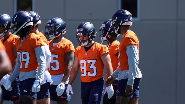 May 23, 2024; Englewood, CO, USA; Denver Broncos wide receiver Michael Bandy (83) during organized team activities at Centura Health Training Center. Mandatory Credit: Isaiah J. Downing-USA TODAY Sports