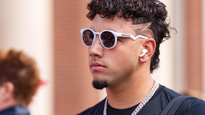 Nebraska Cornhuskers quarterback Dylan Raiola walks into the facilities before the Huskers' Sept. 20th game against the Michigan Wolverines. Nebraska Cornhuskers quarterback Dylan Raiola walks into the facilities before the Huskers' Sept. 20th game against the Michigan Wolverines.