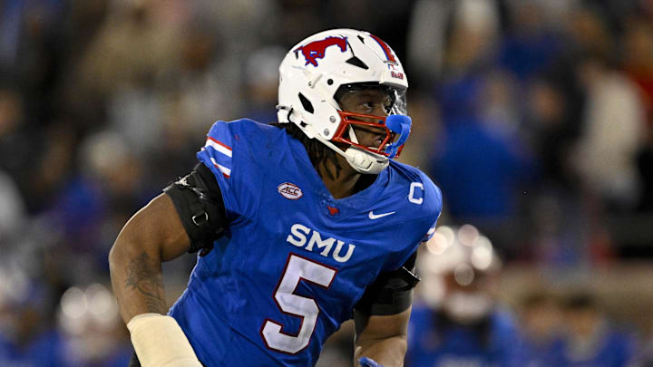 Southern Methodist Mustangs defensive end Elijah Roberts in action during the game between the SMU Mustangs and the California Golden Bears at Gerald J. Ford Stadium. Mandatory Credit: Jerome Miron-Imagn Images