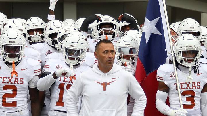 Texas Longhorns head coach Steve Sarkisian waits to lead his team onto the field prior to the game against the Mississippi State Bulldogs at Davis Wade Stadium at Scott Field Texas Longhorns head coach Steve Sarkisian waits to lead his team onto the field prior to the game against the Mississippi State Bulldogs at Davis Wade Stadium at Scott Field