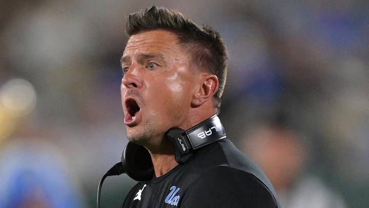 Oct 17, 2026; Pasadena, California, USA; UCLA Bruins head coach Bob Chesney on the sidelines in the second half against the Wisconsin Badgers at the Rose Bowl. Mandatory Credit: Jayne Kamin-Oncea-Imagn Images Oct 17, 2026; Pasadena, California, USA; UCLA Bruins head coach Bob Chesney on the sidelines in the second half against the Wisconsin Badgers at the Rose Bowl. Mandatory Credit: Jayne Kamin-Oncea-Imagn Images