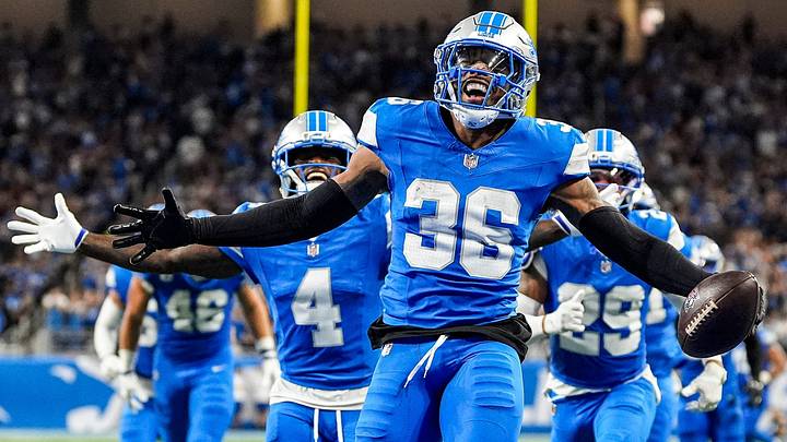 Detroit Lions safety Chuck Clark (36) celebrates an interception against New Orleans Saints Detroit Lions safety Chuck Clark (36) celebrates an interception against New Orleans Saints