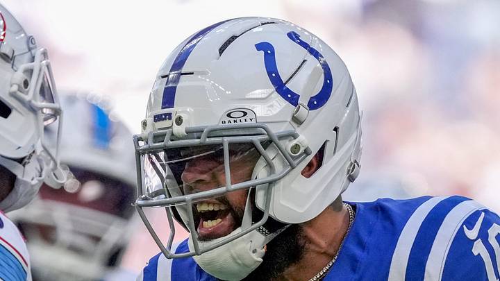 Indianapolis Colts wide receiver Keenan Allen celebrates after a catch