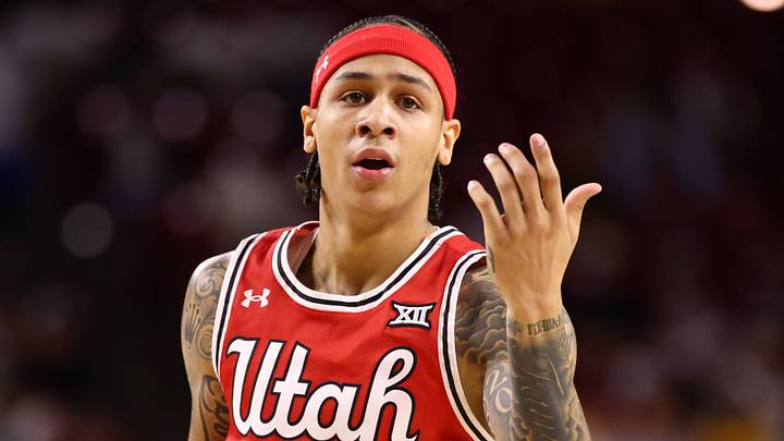 Feb 28, 2026; Tempe, Arizona, USA; Utah Utes guard Terrence Brown (2) against the Arizona State Sun Devils at Desert Financial Arena. Mandatory Credit: Mark J. Rebilas-Imagn Images