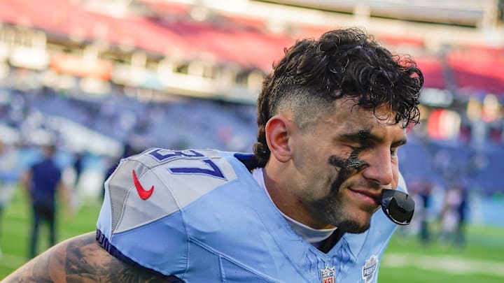 Tennessee Titans wide receiver Xavier Restrepo exits the field after the loss against the Seattle Seahawks Tennessee Titans wide receiver Xavier Restrepo exits the field after the loss against the Seattle Seahawks