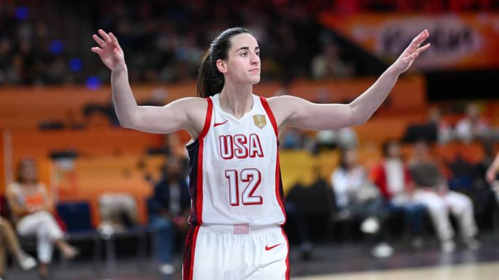 Caitlin Clark during Team USA's FIBA World Cup game against China. Caitlin Clark during Team USA's FIBA World Cup game against China.