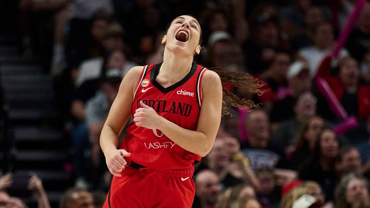 Portland, Oregon, USA; Portland Fire guard Carla Leite (0) reacts during the second half after missing a three point basket against the Toronto Tempo at Moda Center on August 6, 2026.