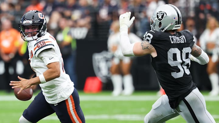 Chicago Bears quarterback Caleb Williams and Las Vegas Raiders defensive end Maxx Crosby