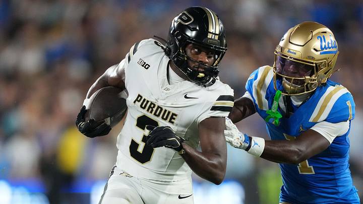Purdue Boilermakers wide receiver Xavier Townsend (3) carries the ball against the UCLA Bruins. Purdue Boilermakers wide receiver Xavier Townsend (3) carries the ball against the UCLA Bruins.