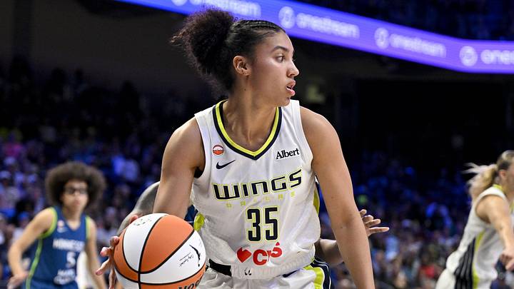 May 14, 2026; Arlington, Texas, USA; Dallas Wings guard Azzi Fudd (35) controls the ball during the second half against the Minnesota Lynx at College Park Center. Mandatory Credit: Jerome Miron-Imagn Images May 14, 2026; Arlington, Texas, USA; Dallas Wings guard Azzi Fudd (35) controls the ball during the second half against the Minnesota Lynx at College Park Center. Mandatory Credit: Jerome Miron-Imagn Images