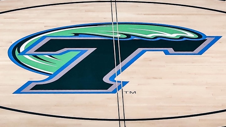 Feb 8, 2017; New Orleans, LA, USA; Devlin Fieldhouse logo at midcourt before the game between Houston Cougars and Tulane Green Wave at Devlin Fieldhouse. 
