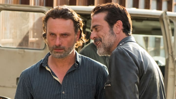 Andrew Lincoln as Rick Grimes and Jeffrey Dean Morgan as Negan in The Walking Dead Season 7 Episode 4 