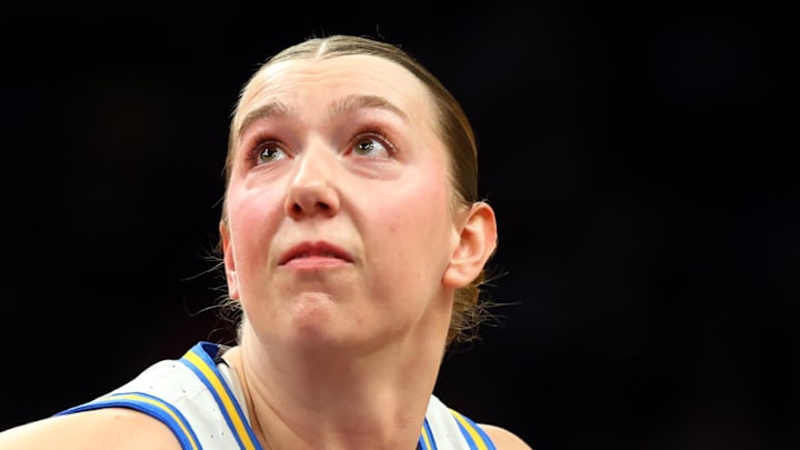 Apr 5, 2026; Phoenix, AZ, USA; UCLA Bruins forward Amanda Muse (33) against the South Carolina Gamecocks during the National Championship game of the women's 2026 NCAA Tournament at Mortgage Matchup Center. Mandatory Credit: Mark J. Rebilas-Imagn Images