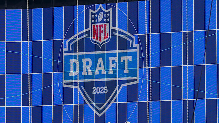 A video board displays the 2025 NFL Draft logo as the NFL Draft Theater is under construction on Thursday, April 17, 2025, at Lambeau Field in Green Bay, WI. The 2025 NFL Draft will be held April 24-26.
Tork Mason/USA TODAY NETWORK-Wisconsin