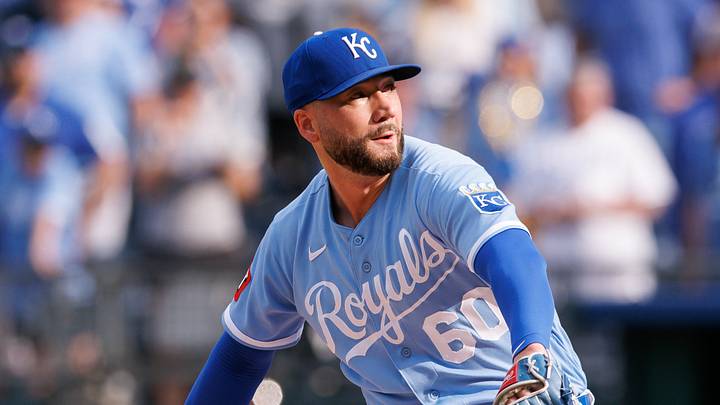 Sep 27, 2026; Kansas City, Missouri, USA; Kansas City Royals pitcher Lucas Erceg (60) pitches during the ninth inning against the Cleveland Guardians at Kauffman Stadium. Mandatory Credit: William Purnell-Imagn Images Sep 27, 2026; Kansas City, Missouri, USA; Kansas City Royals pitcher Lucas Erceg (60) pitches during the ninth inning against the Cleveland Guardians at Kauffman Stadium. Mandatory Credit: William Purnell-Imagn Images